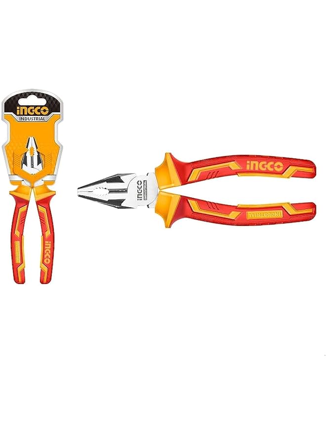 INGCO 7 Inch Insulated Combination Pliers Carbon Steel Rust Resistant Polish Ideal For Electrical And Construction Work Packaged Inch Protective Plastic Bag Hicp28188 - Image 1