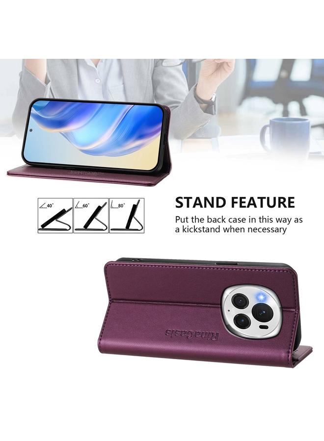 Zaboon Case For Honor Magic6 Pro Global RC01 Dual-Folded Magnetic Suction RFID Leather Phone Case - Image 4