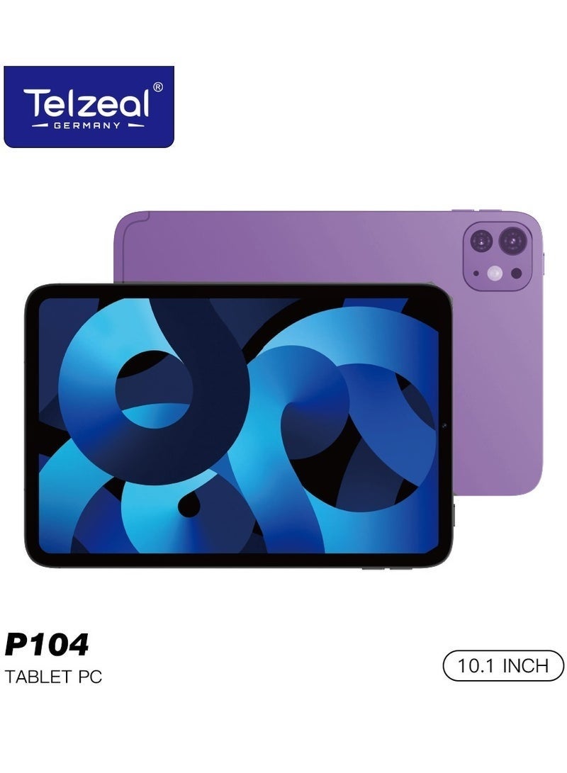 Telzeal P104 10.1-Inch Android 13 Tablet with Dual SIM, 16GB RAM, 1TB Expandable Storage, 10000mAh High-Capacity Battery, Dual Camera, WiFi, Bluetooth & Slim Lightweight Design