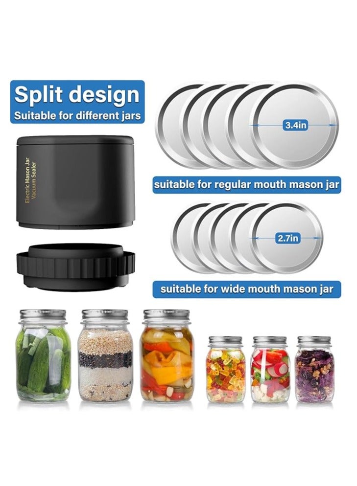 Electric  Jar Vacuum Sealing Kit,  Jar Vacuum Sealer for Wide and Regular Mouths, Vacuum Sealer for Food Storage with 10 Caps, Bottle Opener - Image 4