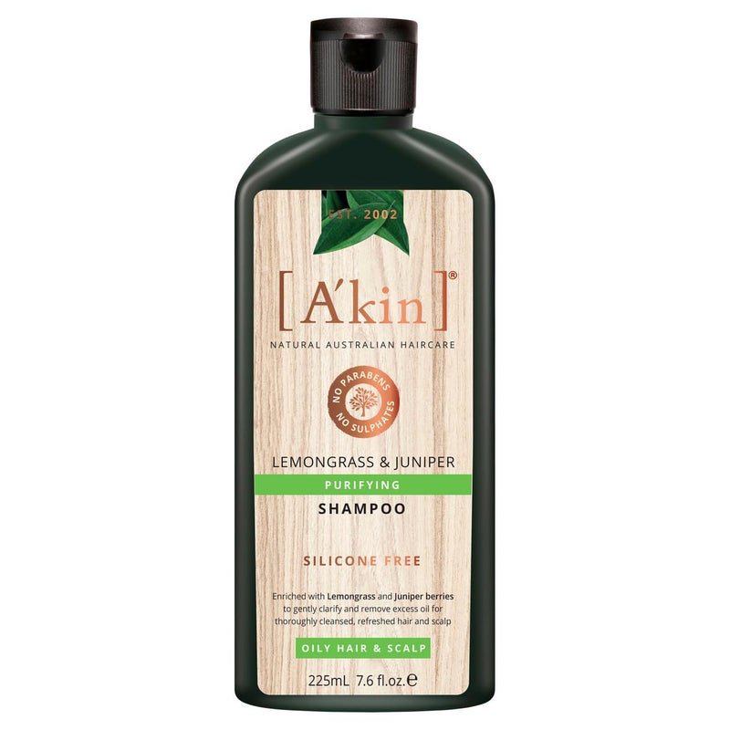 A'kin Natural Purifying Lemongrass & Juniper Shampoo For Oily Hair & Scalp, No Paraben, No Sulphate & Silicone Free, 225 ml - Image 4