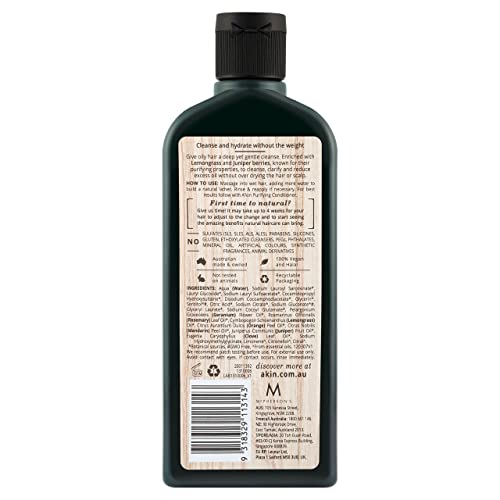 A'kin Natural Purifying Lemongrass & Juniper Shampoo For Oily Hair & Scalp, No Paraben, No Sulphate & Silicone Free, 225 ml - Image 2