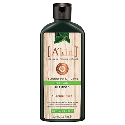 A'kin Natural Purifying Lemongrass & Juniper Shampoo For Oily Hair & Scalp, No Paraben, No Sulphate & Silicone Free, 225 ml - Image 1