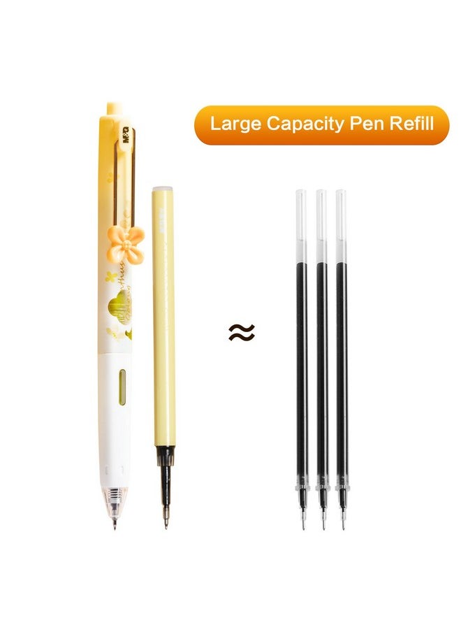 M&G - Gel Pens, 4 Pcs Black Gel Pens Fine Point 0.5Mm, Retractable Gel Ink Rollerball Pens, Cute Gel Ink Pens With Flower For Smooth Writing Men Women - Image 1