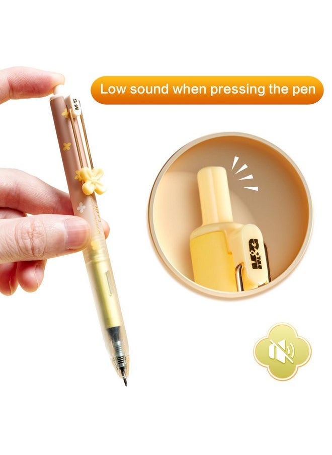 M&G - Gel Pens, 4 Pcs Black Gel Pens Fine Point 0.5Mm, Retractable Gel Ink Rollerball Pens, Cute Gel Ink Pens With Flower For Smooth Writing Men Women - Image 1