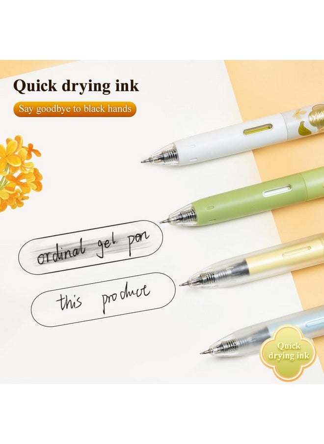 M&G - Gel Pens, 4 Pcs Black Gel Pens Fine Point 0.5Mm, Retractable Gel Ink Rollerball Pens, Cute Gel Ink Pens With Flower For Smooth Writing Men Women - Image 1