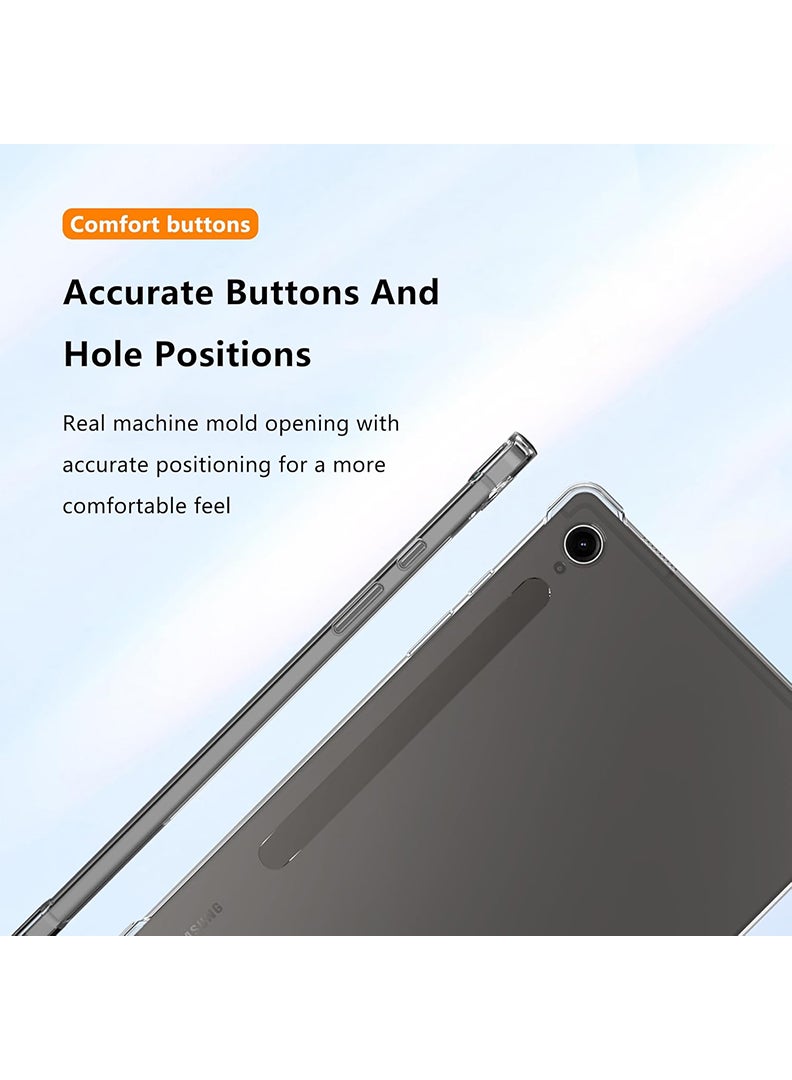 Theodor Clear Case For Samsung Galaxy Tab S10 FE / S9 FE 10.9-Inch / S9 11-Inch, Shock-Absorption TPU Cover with Reinforced Corners, Soft Flexible & Crystal Clear Protective Bumper Case - Image 5