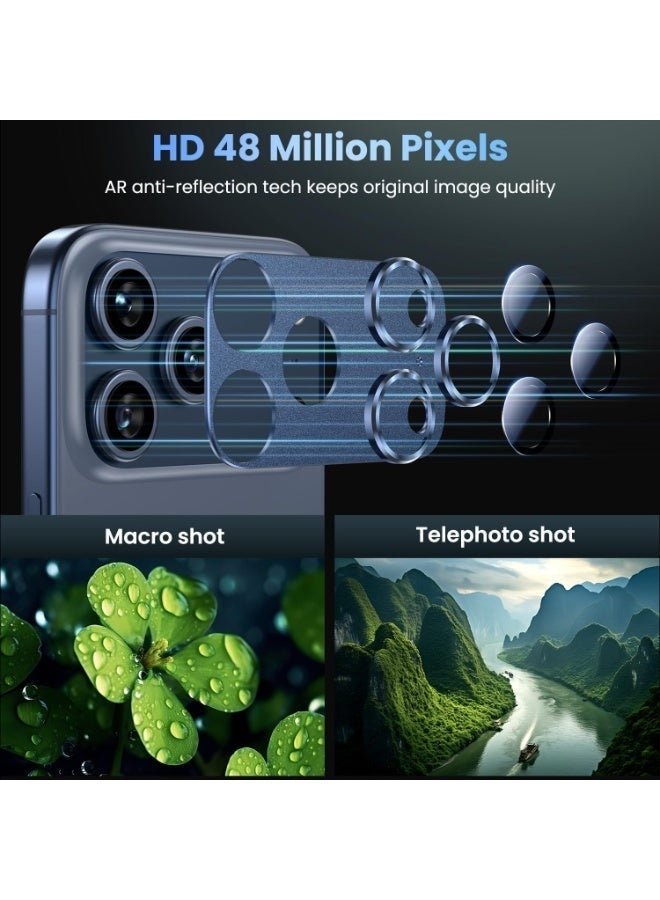 Nova future For iPhone 17 Pro Max Camera Lens Protector [Drop Protection] [Full Coverage] [3D Metal] [Case Friendly] Tempered Glass Camera Cover — Blue - Image 3