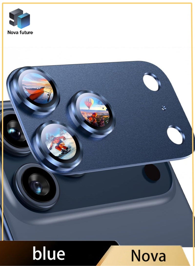 Nova future For iPhone 17 Pro Max Camera Lens Protector [Drop Protection] [Full Coverage] [3D Metal] [Case Friendly] Tempered Glass Camera Cover — Blue - Image 1