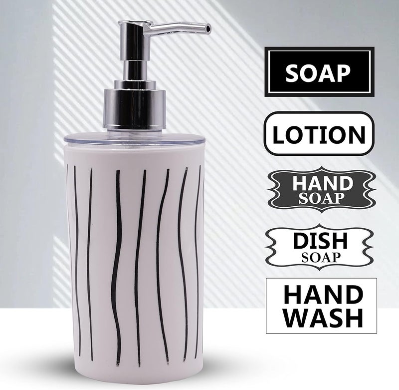 SHENRON Bathroom Accessories Set for Utility and Bathroom Decor | Liquid Soap Dispenser and Toothbrush Holder Combo Colour White with Line - Image 3