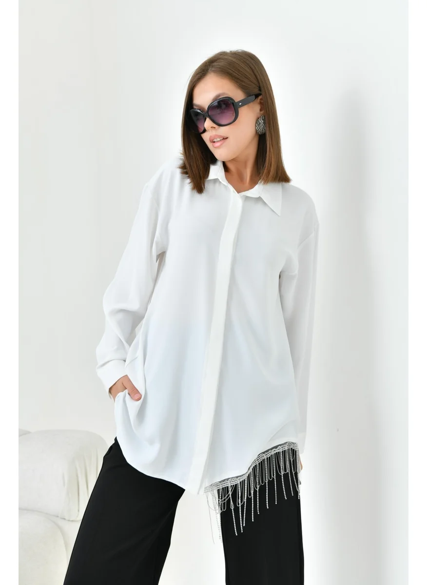 Garmi Women's Stone Detailed Shirt Ecru