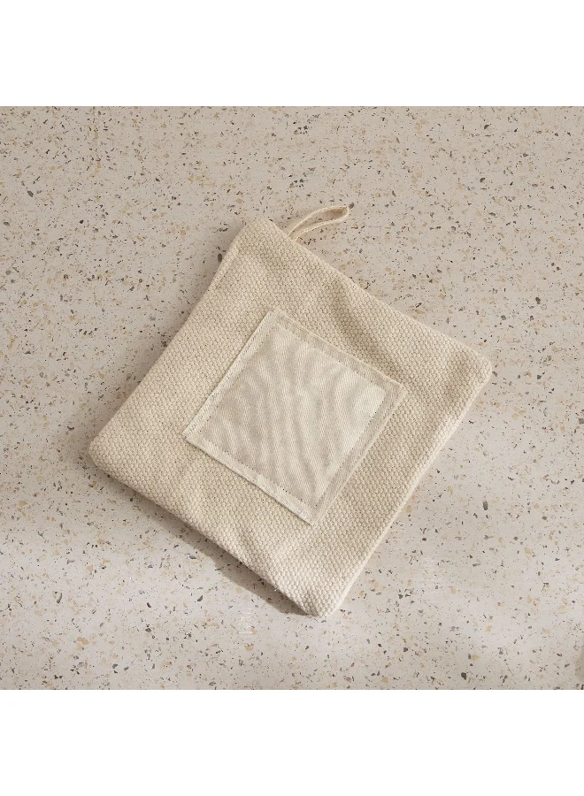 Home Box Bella Woven Cotton Square Medium Potholder with Canvas Patch - 18 cm