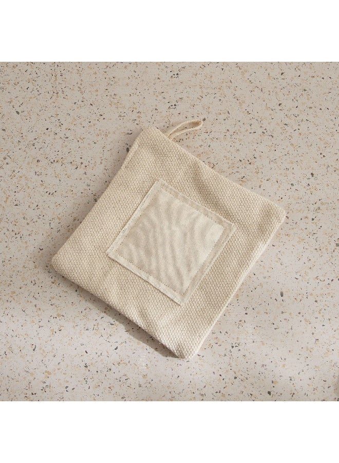 Home Box Bella Woven Cotton Square Medium Potholder with Canvas Patch - 18 cm - Image 2
