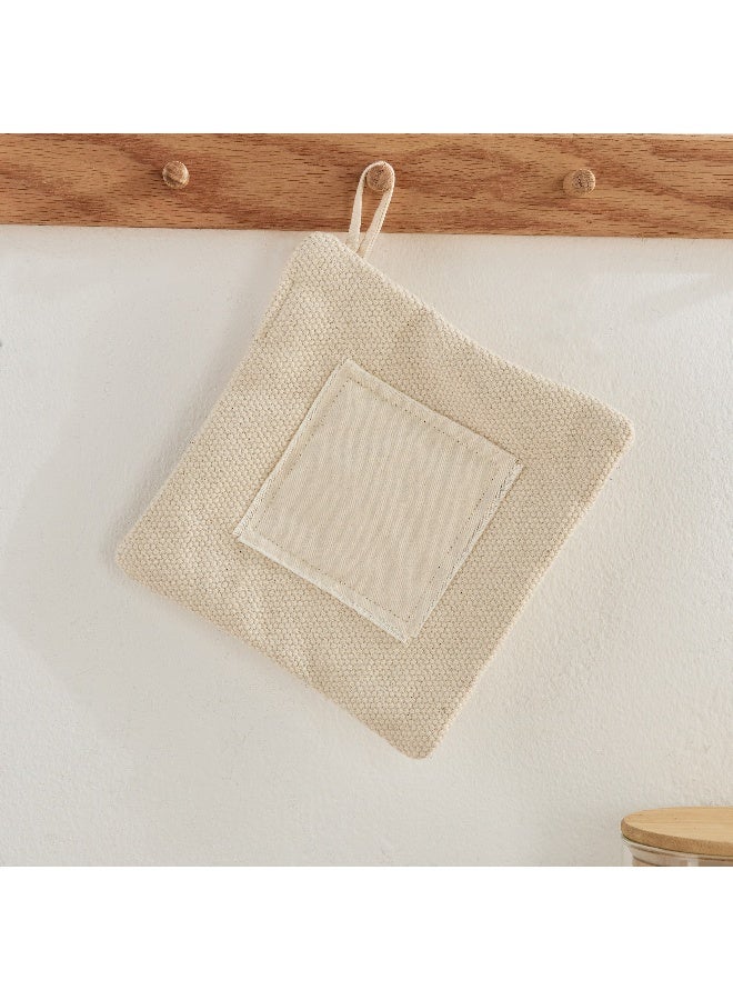 Home Box Bella Woven Cotton Square Medium Potholder with Canvas Patch - 18 cm - Image 1