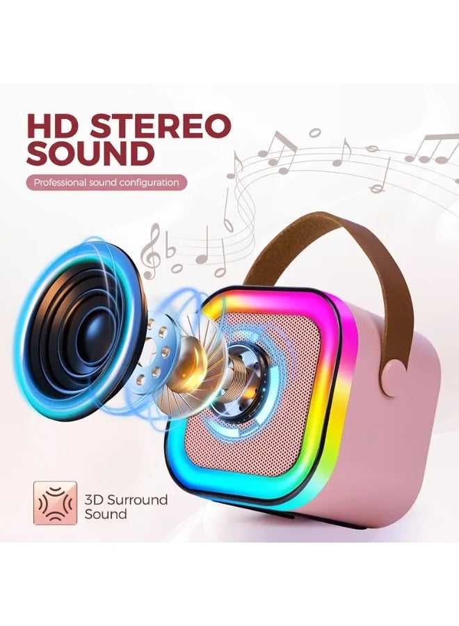 Mini Karaoke Machine for Kids Wireless Speakers, with 2 Mics，Portable Speakers, RGB Lighting Effects, Suitable for Family Gatherings, Birthday Parties, Outdoor Beaches, And Home Karaoke Machines - Image 4