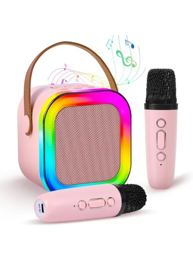 Mini Karaoke Machine for Kids Wireless Speakers, with 2 Mics，Portable Speakers, RGB Lighting Effects, Suitable for Family Gatherings, Birthday Parties, Outdoor Beaches, And Home Karaoke Machines - Image 1