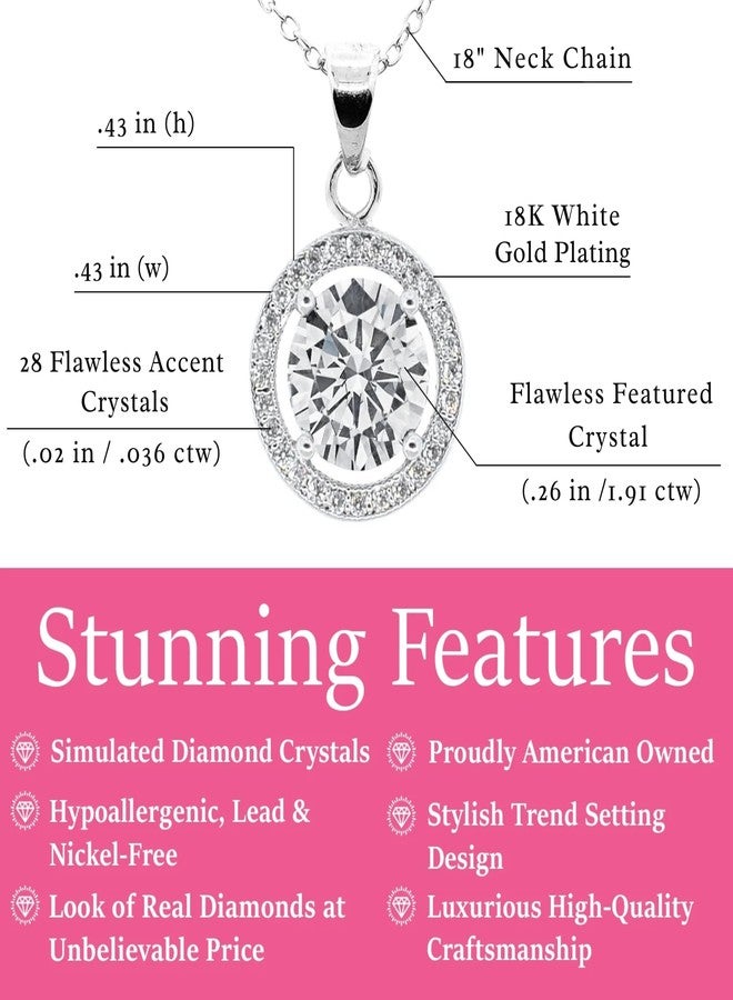 Cate & Chloe Blake 18k White Gold-Plated Halo Pendant Necklace with Round Cut Simulated Diamond Crystals, Hypoallergenic Jewelry for Women, Gift for Her on Christmas, Birthday, Anniversary - Image 2