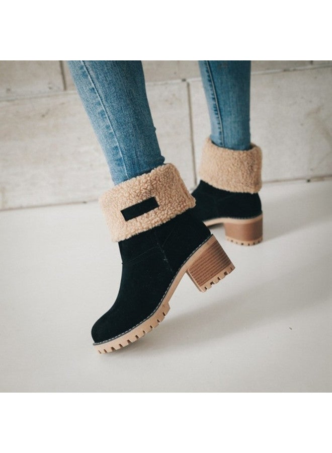 And Winter Europe And The United States In The Tube Thick Heel Suede Snow Boots 43 Yards Large Size Cotton Shoes