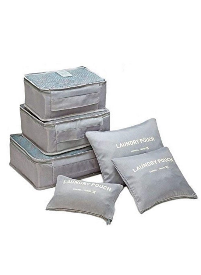 Styleys Styleys Polyester Set Of 6 Packing Cubes Travel Organizer Pouches(Grey_S1037),20 Cm,2 Cm  - Image 1