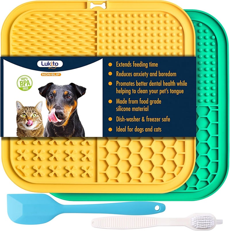 LUKITO Premium Silicone Licking Mat for Dogs & Cats, 77 Suction Cups, Slow Feeder, Boredom Reducer, Anxiety Relief, Dishwasher Safe, Food Grade - Image 1