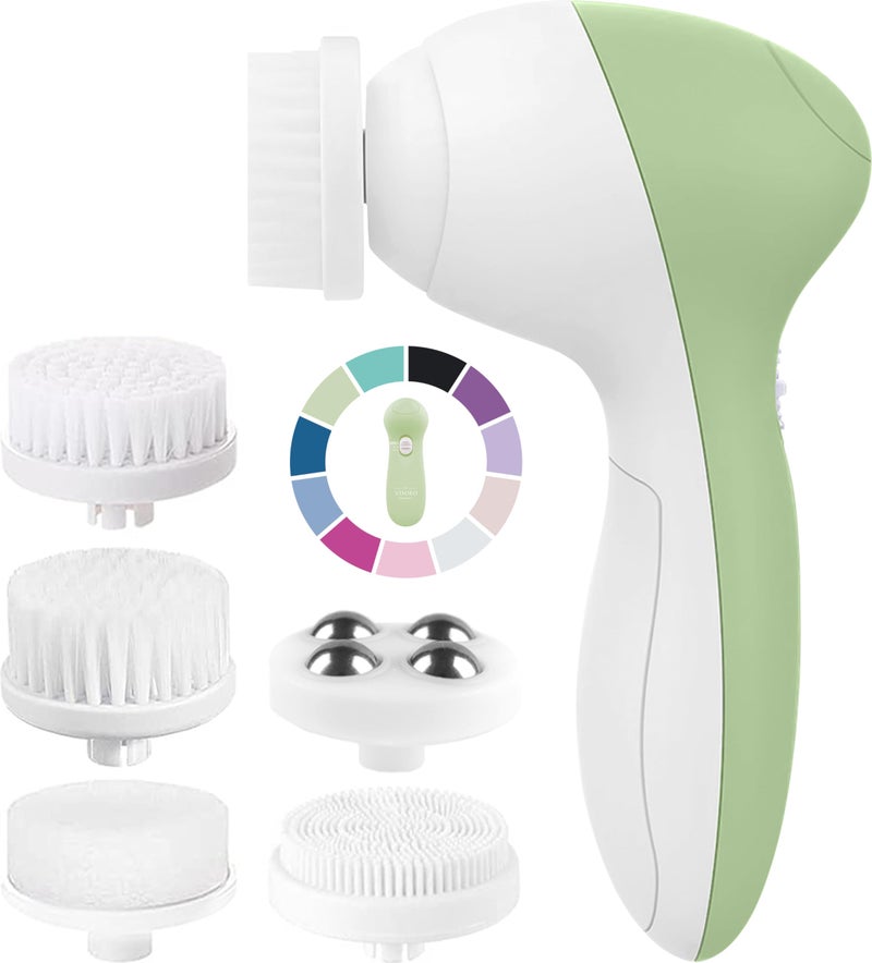 Face Scrubber Facial Cleansing Brush Exfoliator Skin Care Products Beauty Products Powered Electric Wash Exfoliating Spin Cleanser Cleaning Scrub Including 7 Heads Jade