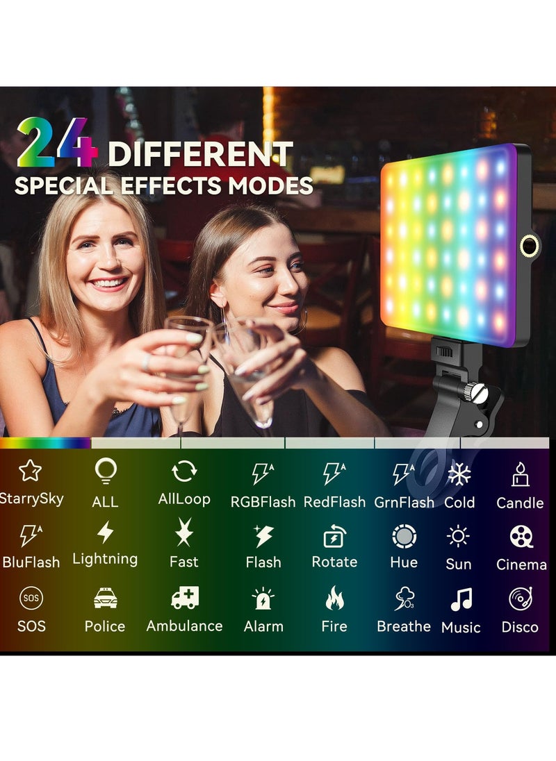 Excefore - RGB Video Lights, Selfie Light, LED Camera Light 360° Full Color Portable Photography Lighting, 3 Color Temperatures, 24 Special Effects Modes for Selfie, for Phone, Laptop - Image 1
