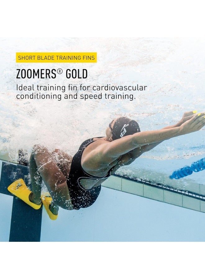 FINIS Zoomers Gold Swim Training Fins - Short Blade Design for Speed & Conditioning - Soft Natural Rubber Fit - Size C - Image 2