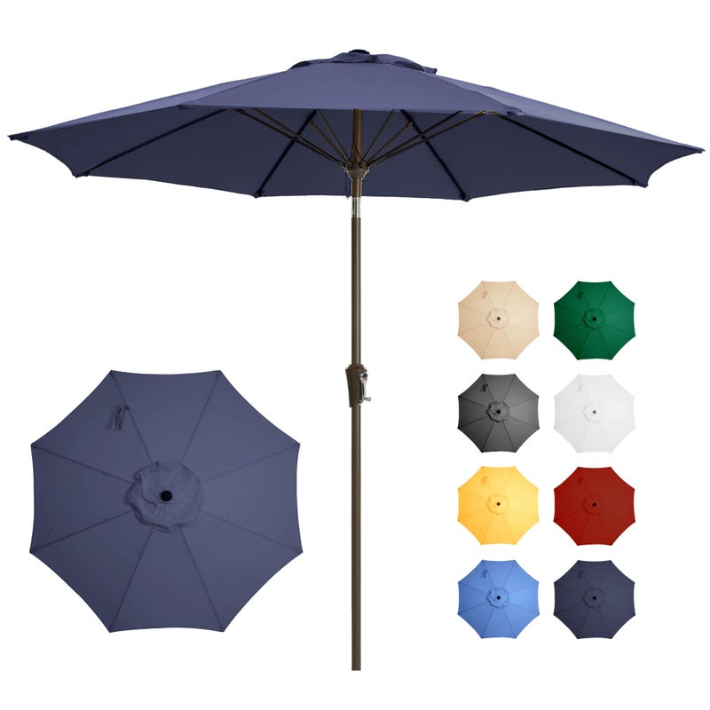 Ayge 9FT Large Outdoor Patio Umbrella Market Table Umbrella-UV Resistant, Easy Push Button Tilt and Crank, 8 Sturdy Fiberglass Ribs Heavy-Duty Pool Umbrella for Deck, Backyard,Garden,Navy - Image 1