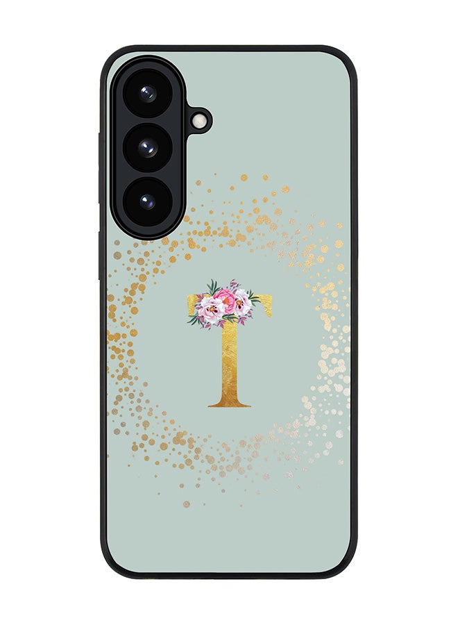 Stylizedd For Samsung Galaxy S26 Case,Slim fit Camera Protection, Shockproof Thin Phone cover  - Custom Monogram Floral - T  (Light Grey ) - Image 1