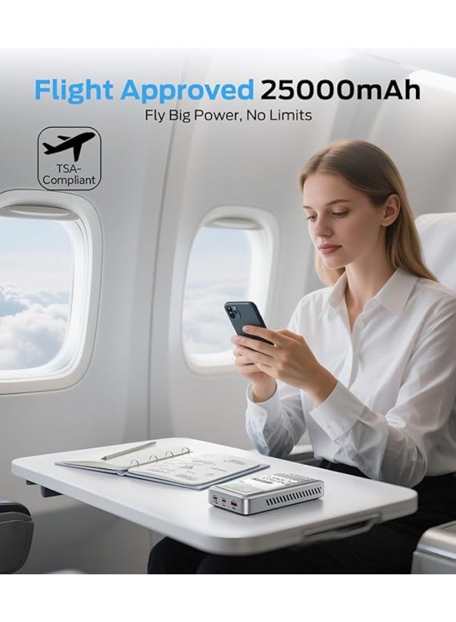 سرعة الحركة بنك طاقة محمول MOVE SPEED بقوة 145 وات، PD 3.1، شاحن محمول سريع الشحن 25000 مللي أمبير/ساعة مع كابل من النوع C بقوة 240 وات بطول 3.28 قدم، وشاحن مكتبي للسفر بشاشة رقمية لأجهزة iPhone وMacBook وAndroid - Image 5