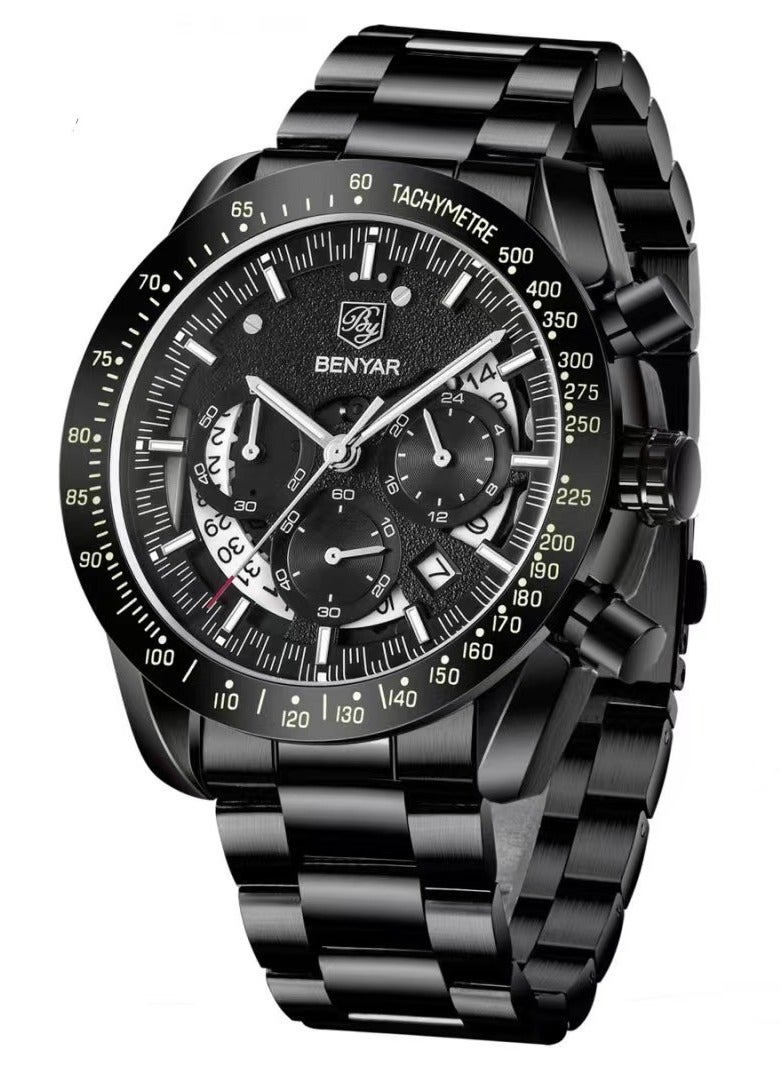 BENYAR Watches for Men Watch Quartz Luxury Stainless Steel Water Resistant Chronograph Watch - Image 1