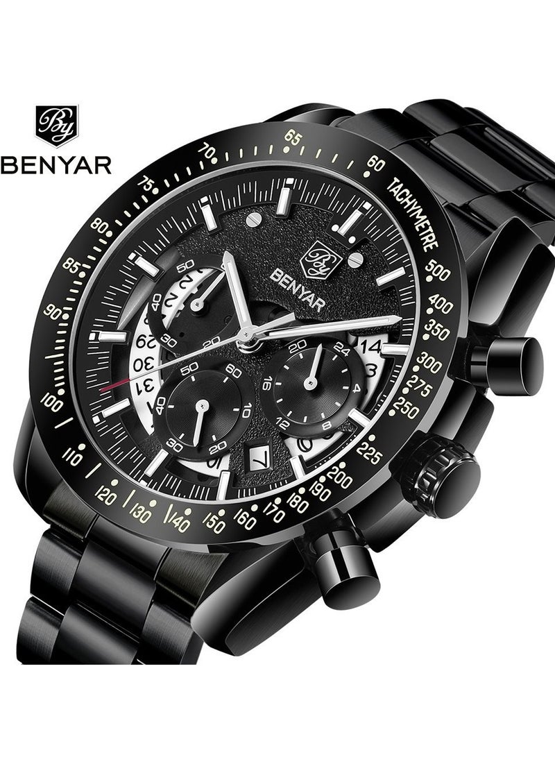 BENYAR Watches for Men Watch Quartz Luxury Stainless Steel Water Resistant Chronograph Watch - Image 2