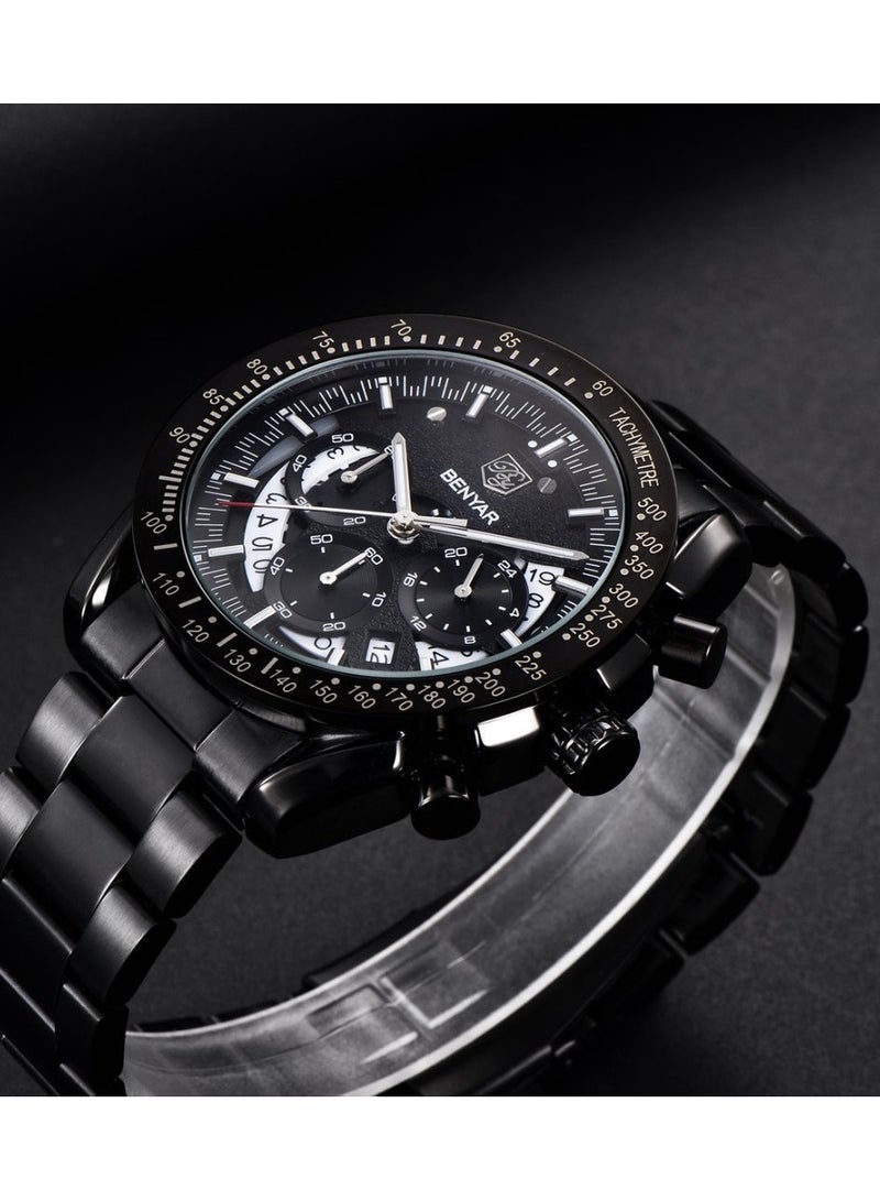 BENYAR Watches for Men Watch Quartz Luxury Stainless Steel Water Resistant Chronograph Watch - Image 4