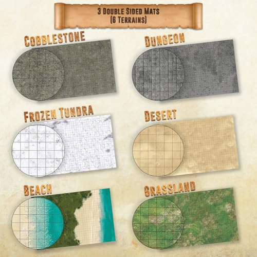 Melee Mats DND Map Starter Kit for Dungeons & Dragons Game - 24” x 36" 3 Pack Double Sided, Wet/Dry Erase Battle Terrain Grid - Ultimate Tabletop Board Gaming Experience with Accessories - Image 2