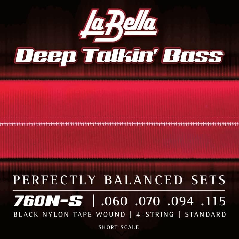 La Bella 760N-S Deep Talkin' Black Nylon Tape Wound, 4-String Standard Short Scale Bass Guitar Strings 60-115 - Image 5