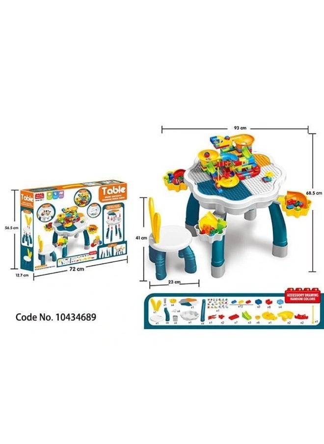 child toy - Multipurpose 3  In 1 Activity And Block Table Toys Table Lego Compatible, Study Table Water Play Table, Sand Table for Boys Girl Kids Furniture, Sensory Play, Homeschooling - Image 1