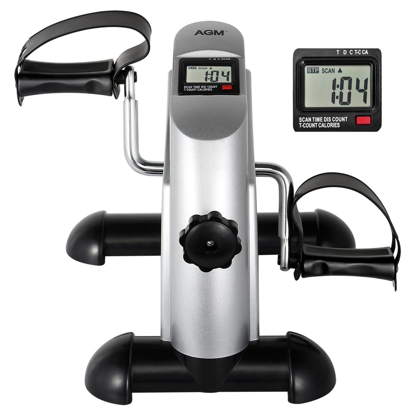 Mini Exercise Bike, AGM Under Desk Bike Pedal Exerciser Foot Cycle Arm & Leg Peddler Exerciser Machine with LCD Screen Displays (Silver)