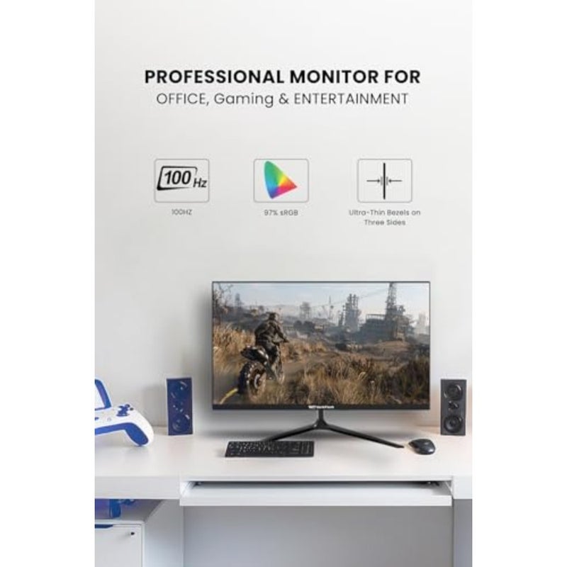 Gaming and office monitor: 24-inch IPS panel, FHD resolution, 100Hz refresh rate, clear vision processor, eye care and CDC dimming technologies, built-in HDMI and VGA ports - Image 2