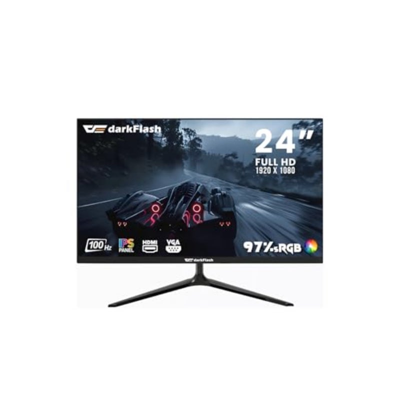 Gaming and office monitor: 24-inch IPS panel, FHD resolution, 100Hz refresh rate, clear vision processor, eye care and CDC dimming technologies, built-in HDMI and VGA ports - Image 1