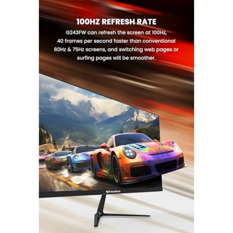 Gaming and office monitor: 24-inch IPS panel, FHD resolution, 100Hz refresh rate, clear vision processor, eye care and CDC dimming technologies, built-in HDMI and VGA ports - Image 5