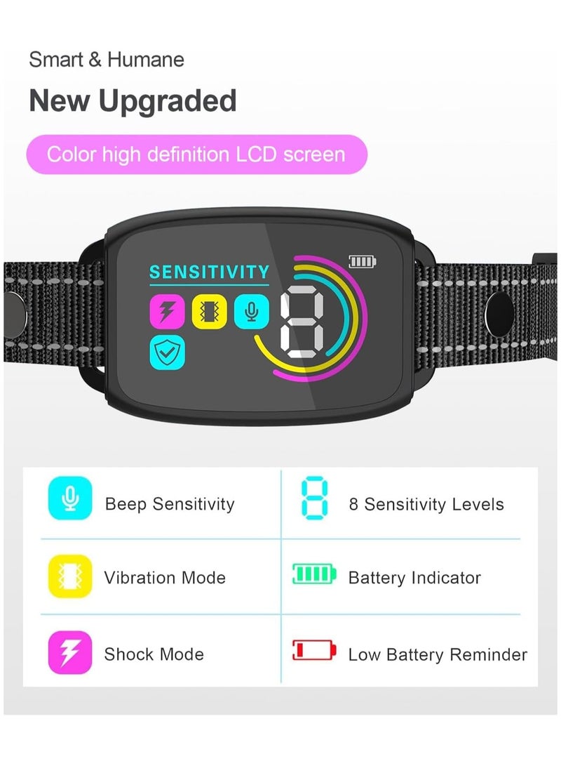 Dog Bark Collar, Rechargeable Anti Bark Dog Collar with 8 Adjustable Sensitivity, Beep Vibration Shock Training Collar for Large Medium Small Dogs, IP67 Waterproof Auto Protection Mode (Black) - Image 2