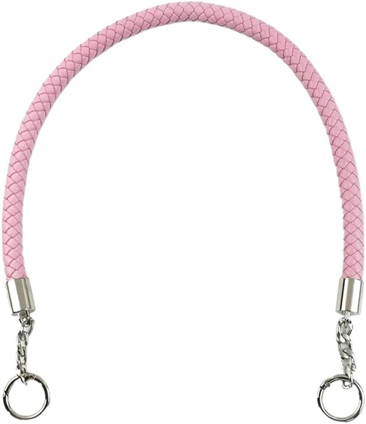 Bag Strap 2Pcs 30-60cm Women's Bags Strap Weave Leather Rope Handles Handbag Shoulder Straps DIY Handmade Replace Chain Bag Accessories Handbag Strap(Pink,40cm) - Image 1