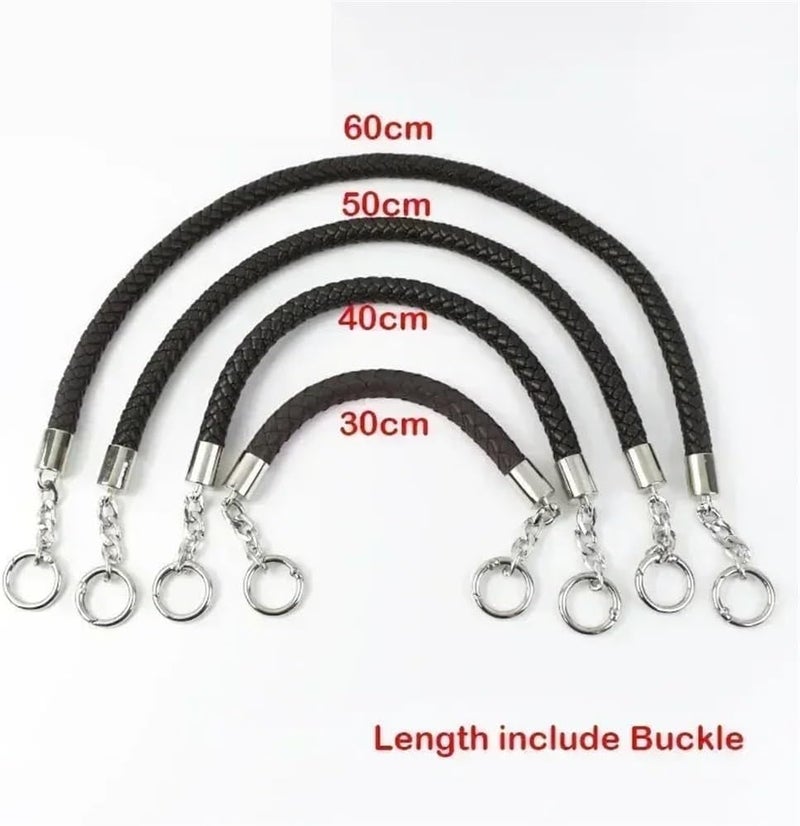 Bag Strap 2Pcs 30-60cm Women's Bags Strap Weave Leather Rope Handles Handbag Shoulder Straps DIY Handmade Replace Chain Bag Accessories Handbag Strap(Pink,40cm) - Image 4
