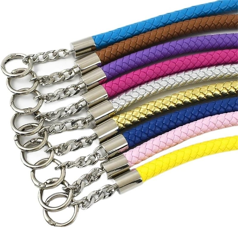 Bag Strap 2Pcs 30-60cm Women's Bags Strap Weave Leather Rope Handles Handbag Shoulder Straps DIY Handmade Replace Chain Bag Accessories Handbag Strap(Pink,40cm) - Image 3