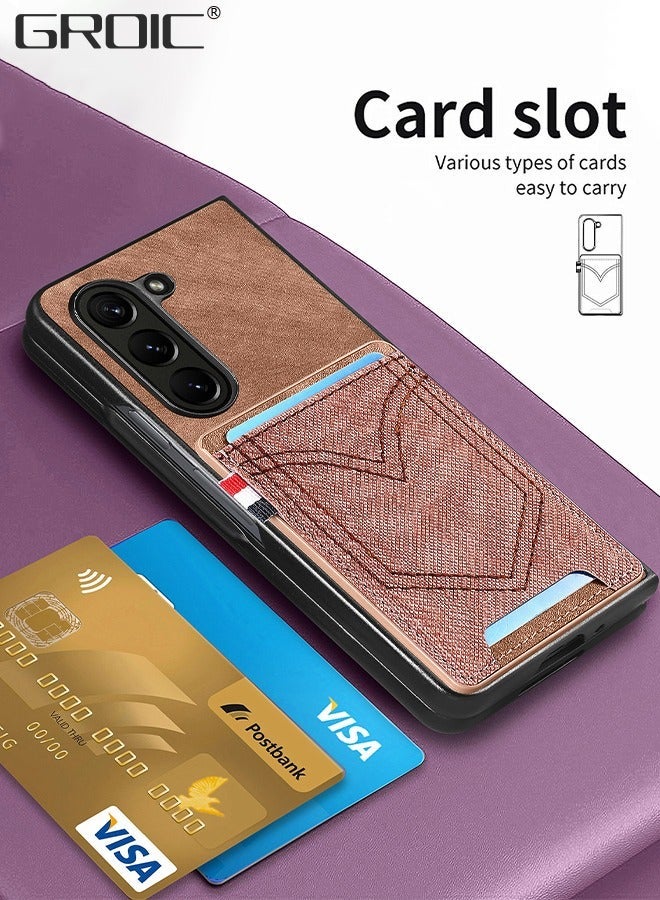 GROIC Case for Samsung Galaxy Z Fold 5 5G 7.6 Inches with Card Holder, PU Leather Slots, Protective Shockproof, Luxury Phone Flip - Image 4