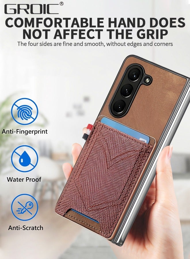 GROIC Case for Samsung Galaxy Z Fold 5 5G 7.6 Inches with Card Holder, PU Leather Slots, Protective Shockproof, Luxury Phone Flip - Image 3