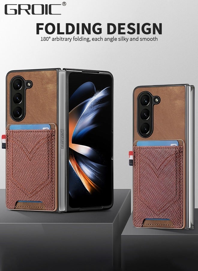 GROIC Case for Samsung Galaxy Z Fold 5 5G 7.6 Inches with Card Holder, PU Leather Slots, Protective Shockproof, Luxury Phone Flip - Image 2