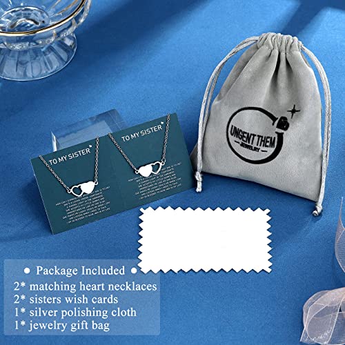 UNGENT THEM Sister Necklaces for 2 Matching Heart Friendship Best Friend Jewelry Birthday Valentine's Day Christmas Gifts 2 Big Little Sisters Teen Women - Image 5