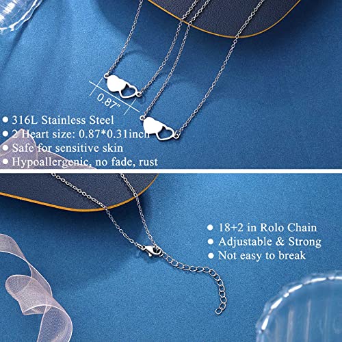 UNGENT THEM Sister Necklaces for 2 Matching Heart Friendship Best Friend Jewelry Birthday Valentine's Day Christmas Gifts 2 Big Little Sisters Teen Women - Image 3
