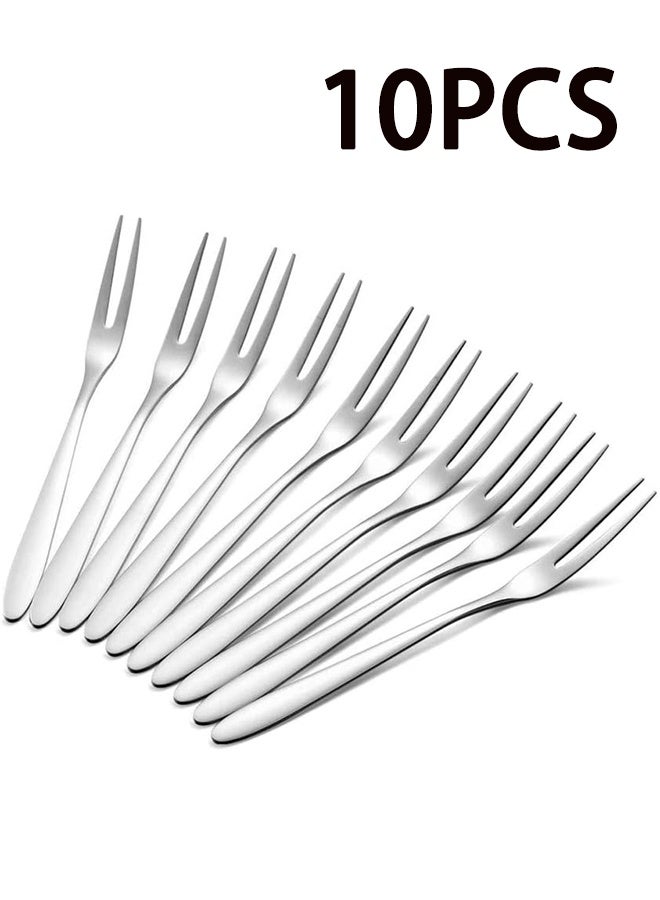 10Pack Appetizer Dessert Forks, Stainless Steel Mini Salad Fruit Tasting Forks, 5.1inch Cocktail Forks Set for Birthday Party Wedding Restaurant - Image 1